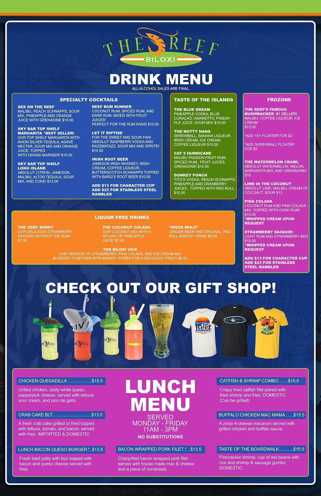 The Reef Healthy Menu Options