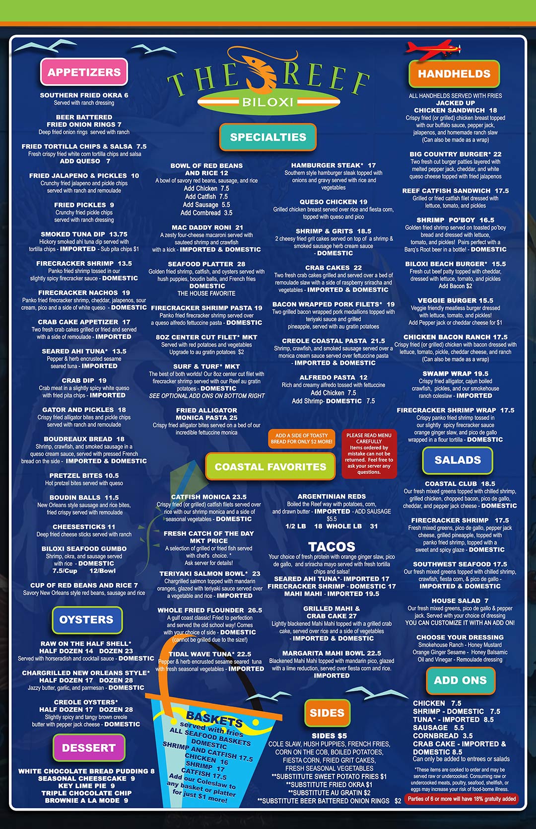 The Reef - Skybar Catering Menu